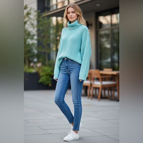 Free People Slouchy Sweater Women’s Small Mint Green Oversized - Picture 2 of 8